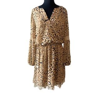 WHBM Leopard Print Dress Tan Size 14 NWT